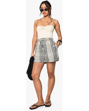 Boohoo Flanneled Woven Shorts - White