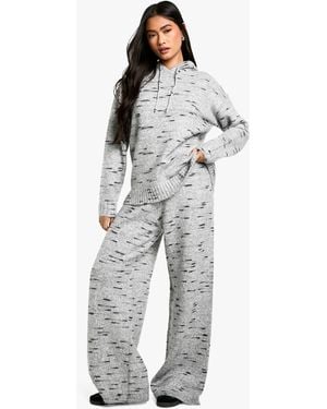 Boohoo Soft Knit Marl Slouchy Wide Leg Knitted Trouser - Gray