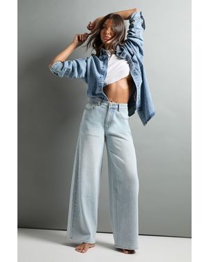 Boohoo The Mid Waist Wide Leg Jean - Gris