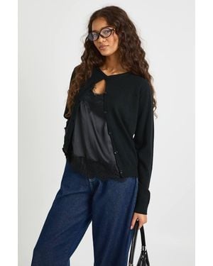 Boohoo Super Soft Lightweight Knitted Crew Neck Cardigan - Blue