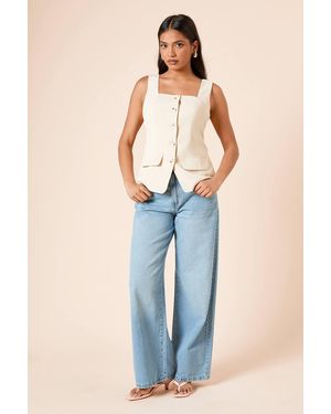 Dorothy Perkins Petite Longline Button Through Waistcoat - Blue