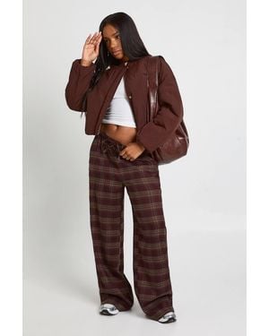 Boohoo Oversized Bomber Jacket - Brown