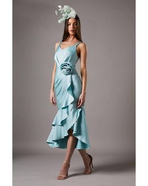 Coast Petite Corsage Crepe Ruffle Dress - Gray