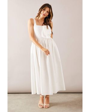 Wallis Bow Detail Cotton Midaxi Dress - Natural