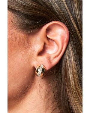 Boohoo Gold Embellished Detail Mini Hoop Earrings - Negro