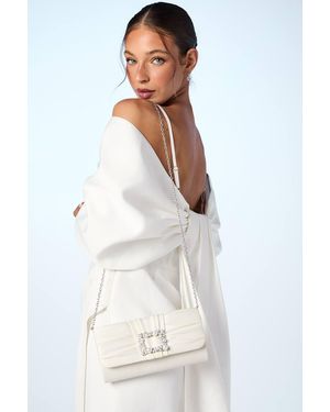 Coast Bridal Mandolin Satin Pearl Brooch Clutch Bag - White