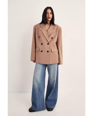 Nasty Gal Tailored Double Breasted Oversized Blazer - Brown