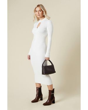 Dorothy Perkins Keyhole Twist Front Sweater Dress - Natural