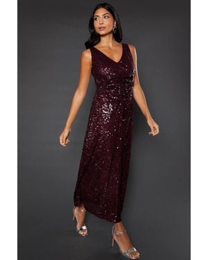 Wallis Occasion Sequin Ruched Midaxi Dress - Black