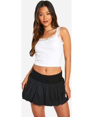 Boohoo Cotton Puffball Mini Skirt - White