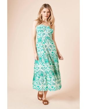 Dorothy Perkins Palm Twist Detail Strappy Tiered Midi Dress - Green