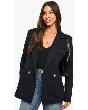 Boohoo Linen Look Oversized Blazer - Black