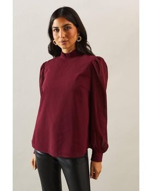 Wallis Pleat Detail Georgette Top - Red