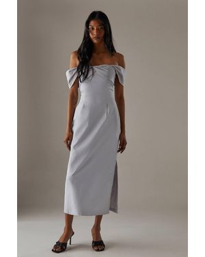 Warehouse Twist Bandeau Column Dress - Gray