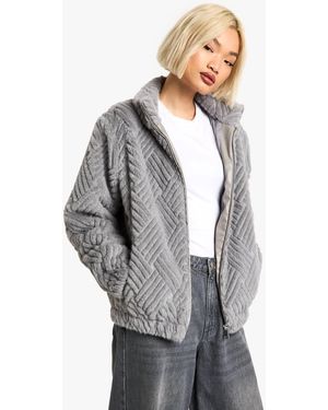 Boohoo Textured Faux Fur Jacket - Gray