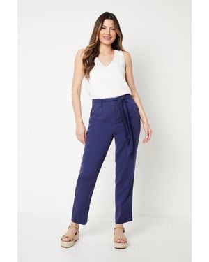 Wallis Pleat Front Belted Tapered Trouser - Blue