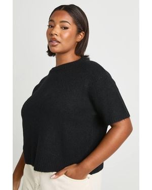 Boohoo Plus Short Sleeve Crew Neck - Black