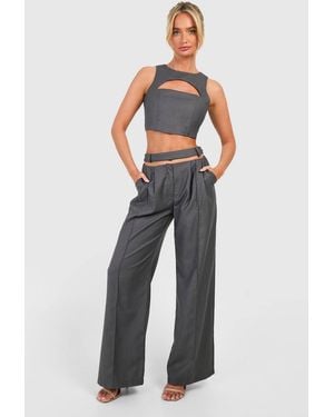 Boohoo Cut Out Detail Trouser - White