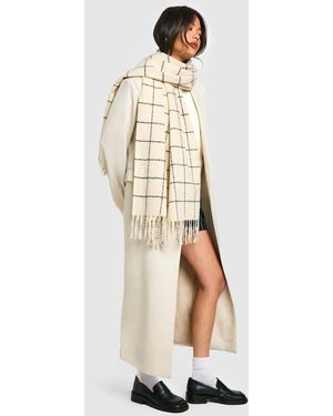 Boohoo Bufanda De Cuadros Con Costuras En Contraste - Neutro