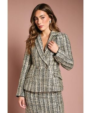 Coast Sequin Tweed Fitted Blazer - Brown