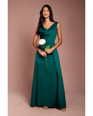Coast Honoured Petite Sleeveless Cowl Neck Satin Maxi Bridesmaid Dress - Green