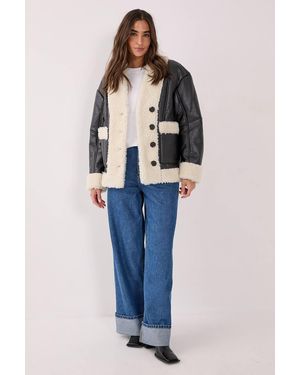 Nasty Gal Borg Bonded 80S Aviator Jacket - Black