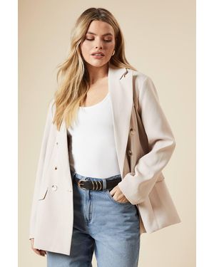 Dorothy Perkins Oversized Double Breasted Blazer - Natural
