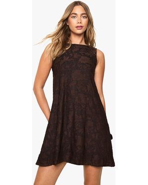 Boohoo Textured Burnout Swing Mini Dress - Black