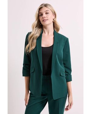 Dorothy Perkins Ruched Sleeve Blazer - Green