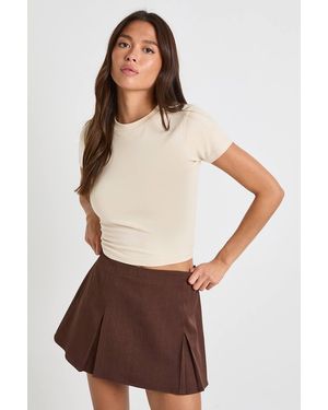 Boohoo Woven Pleated Skort - Brown