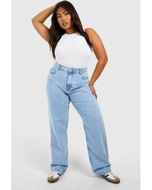 Boohoo Plus Light Acid Wash Boyfriend Jean - Blue