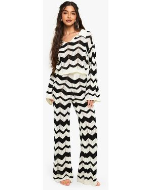 Boohoo Crochet Patterned Trouser - White