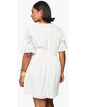 angel looks white burnout floral jacquard mini babydoll dress Sugar Thrillz Babydoll Dress With Pintuck Detailing
