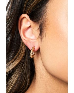 Boohoo Textured Small Hoop Earrings - Negro
