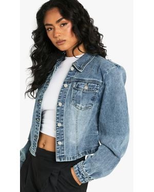 Boohoo Shoulder Pad Detail Denim Jacket - Blue