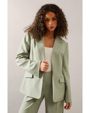 Wallis Linen Mix Wrap Detail Blazer - Green
