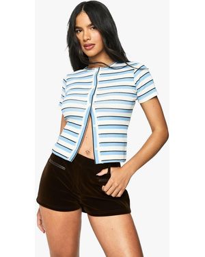 Boohoo Velour Micro Shorts - Blue