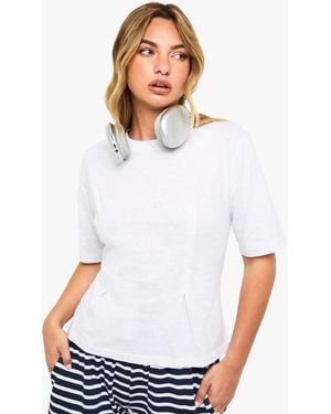 Boohoo Cotton Cinched Waist T-Shirt - White