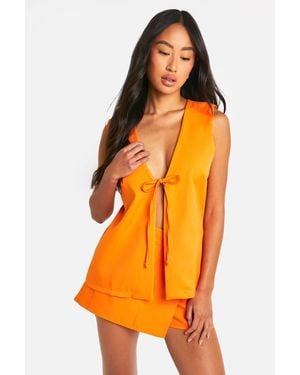 Boohoo Plunge Front Waistcoat - Orange