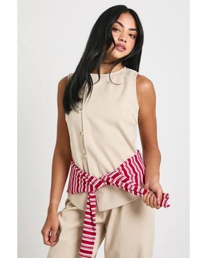 Boohoo Woven Cord Waistcoat - Natural