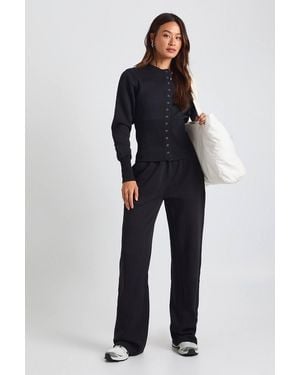 Boohoo Tall Deep Hem Popper Bomber Sweatshirt Tracksuit - Blue