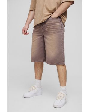 BoohooMAN Tall lockere Jorts - Natur