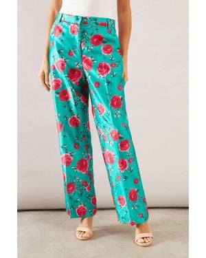 Wallis Floral Tailored Occasion Trouser - Blue