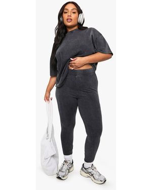 Boohoo Plus Acid Wash High Waist Legging - Blue