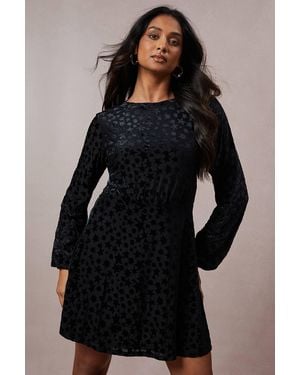 Oasis Occasion Star Velvet Tie Back Mini Dress - Black
