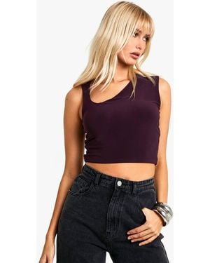 Boohoo Slinky Asym Neck Sleeveless Top - Black