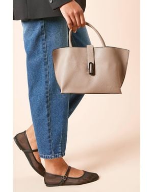 Dorothy Perkins Bolton Faux Leather Shopper Tote Bag With Crossbody Strap - Blue