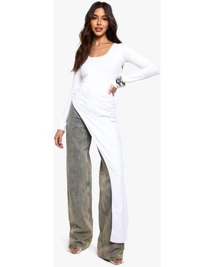 Boohoo Cotton Scoop Neck Maxi Top - White