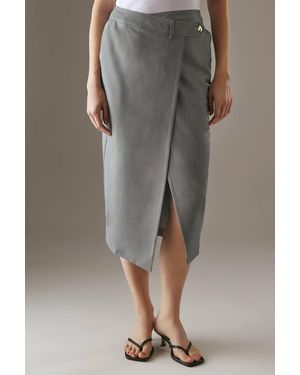 Warehouse Deconstructed Wrap Column Skirt - Gray