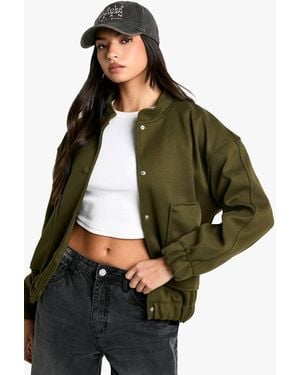 Boohoo Wool Look Bomber Jacket - Green